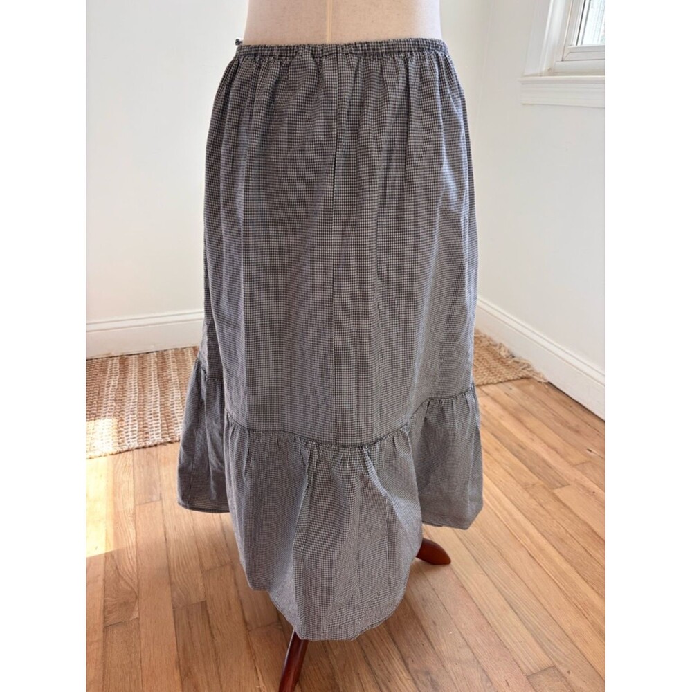 Vintage Black and White Gingham Cotton Skirt 14 Cottagecore Neutral Capsule - Picture 3 of 5